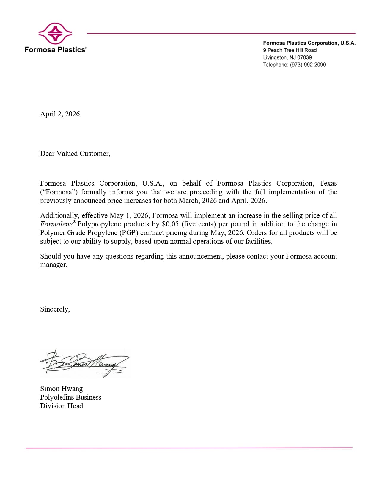 Formosa: May 2026 PP