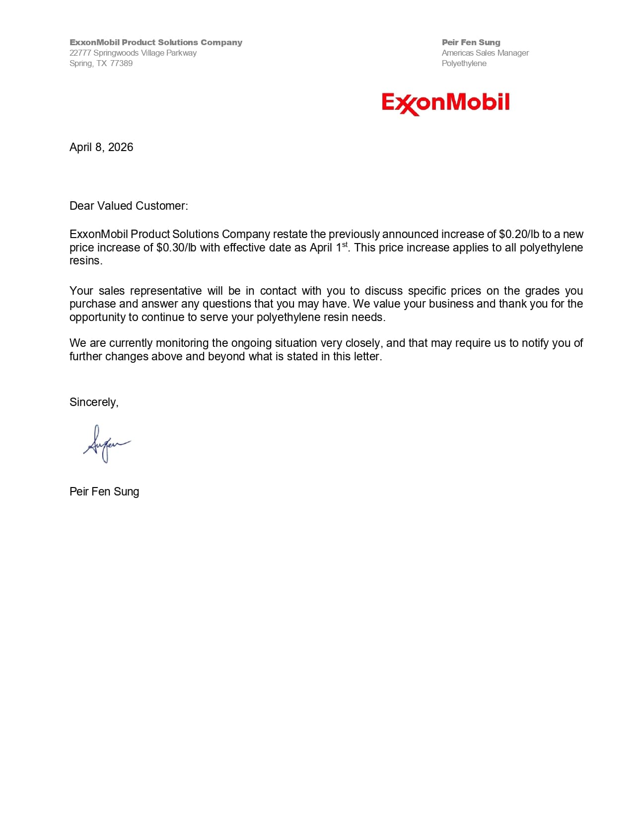 Exxon: April PE (Revise)
