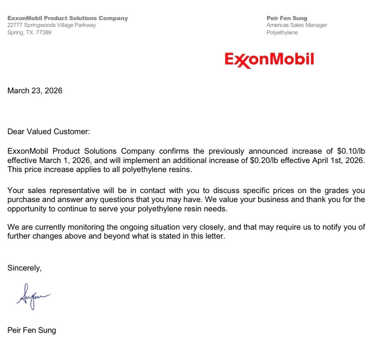 Exxon: April 2026 PE